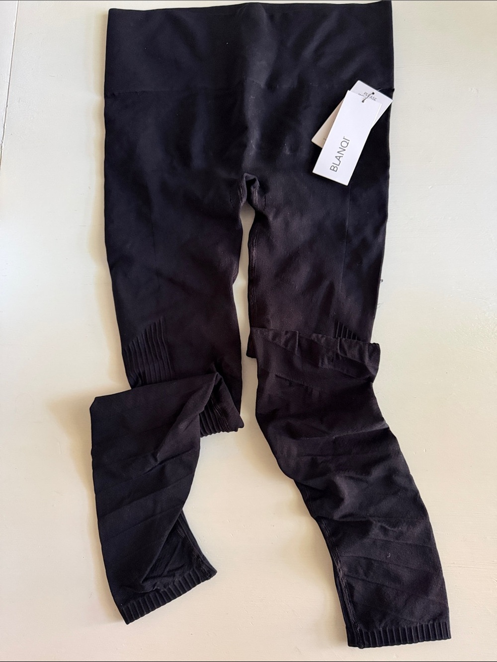 BLANQI Black Support  Leggings with Ribbed Detailing NEW WITH TAGS